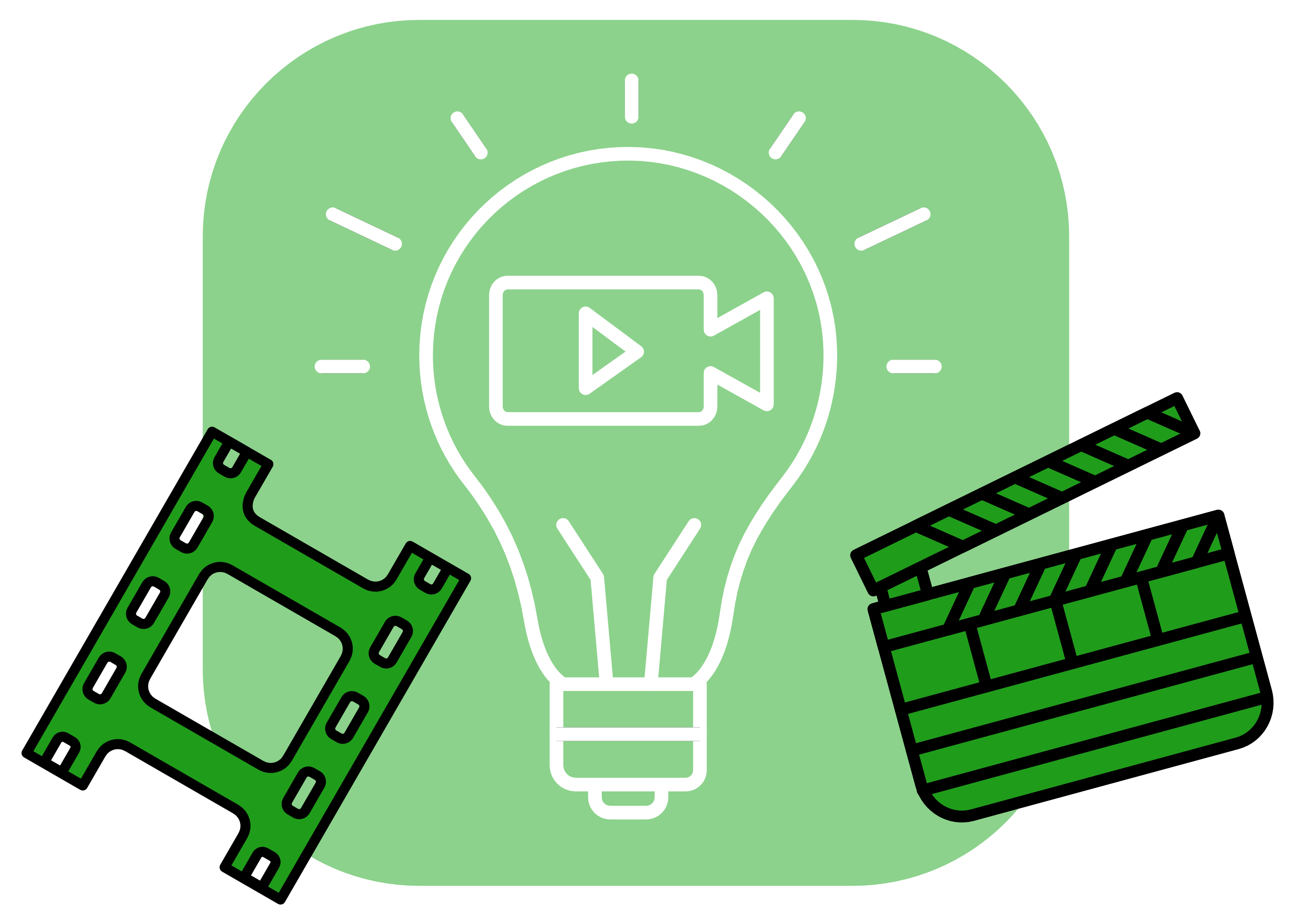Video ideas concept. Stylized illustration of a video icon in a lightbulb. Video production Edmonton Calgary Alberta Canada, professional video production services.